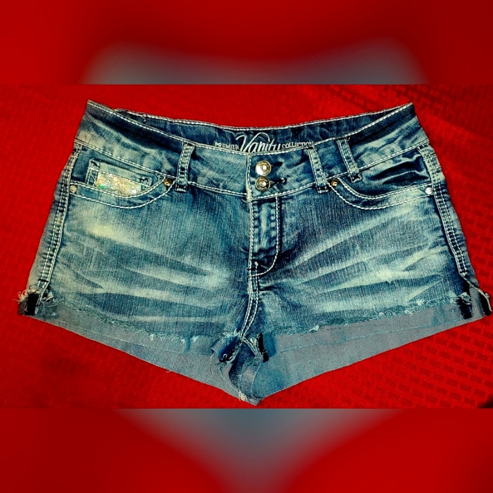 Vanity Collection,  Cut Off Shorts, Blue, Size 28
